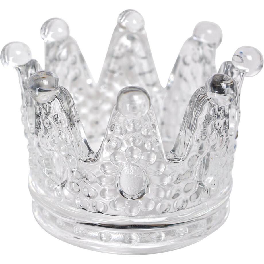 Clayre & Eef Waxinelichthouder Kroon Ø 7x5 cm Transparant Glas Clayre & Eef Waxinelichthouder Kroon Ø 7x5 cm Transparant Glas afbeelding 1