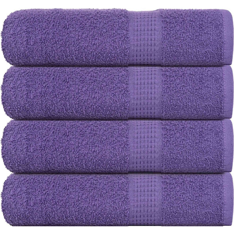 vidaXL - Badhanddoeken - 4 - st - 100x150 - cm - 360 - g/m² - 100% - katoen - paars vidaXL - Badhanddoeken - 4 - st - 100x150 - cm - 360 - g/m² - 100% - katoen - paars afbeelding 1