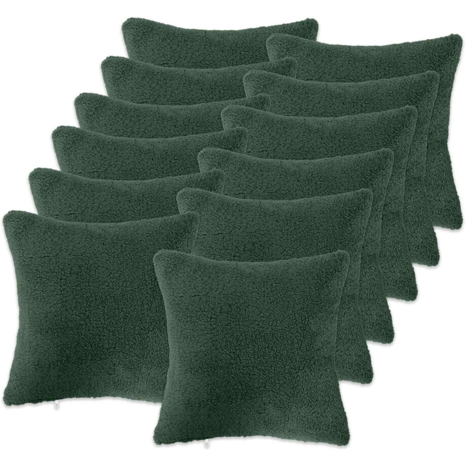 vidaXL - Kussensloop - 12 - pcs - HEERLEN - Donkergroen - 50 - x - 50 - cm - Bouclé vidaXL - Kussensloop - 12 - pcs - HEERLEN - Donkergroen - 50 - x - 50 - cm - Bouclé afbeelding 1