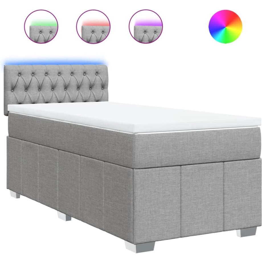 vidaXL - Boxspring - met - matras - stof - lichtgrijs - 90x190 - cm vidaXL - Boxspring - met - matras - stof - lichtgrijs - 90x190 - cm afbeelding 1