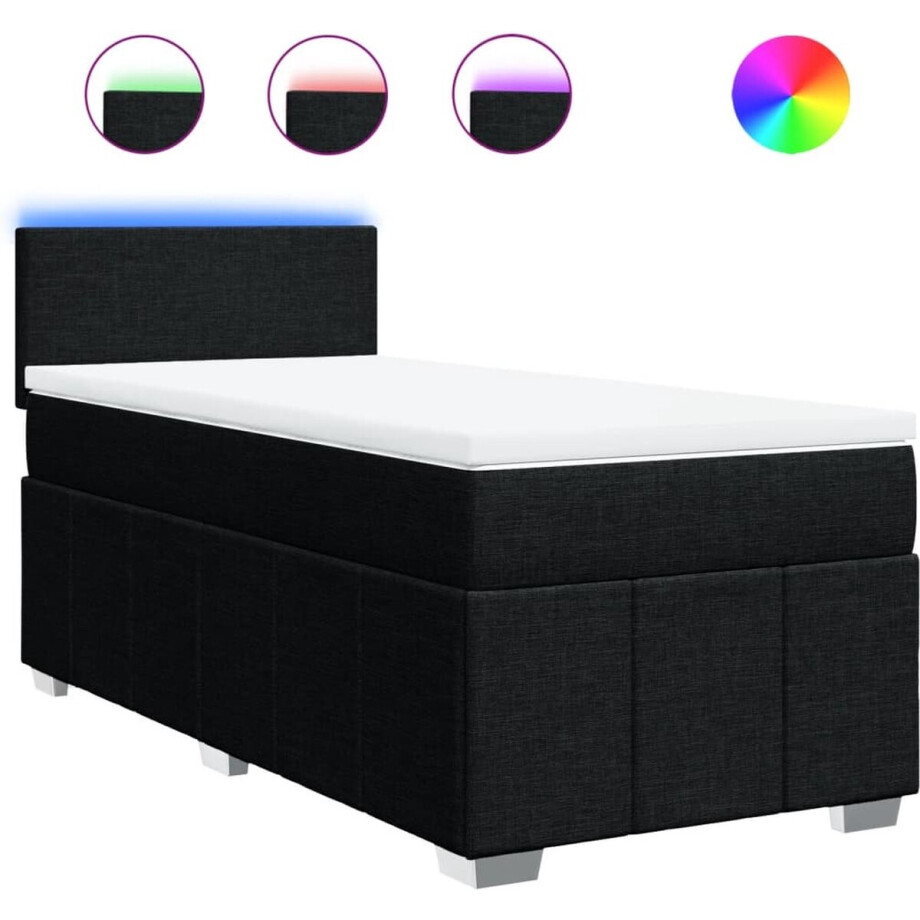 vidaXL - Boxspring - met - matras - stof - zwart - 100x200 - cm afbeelding 1