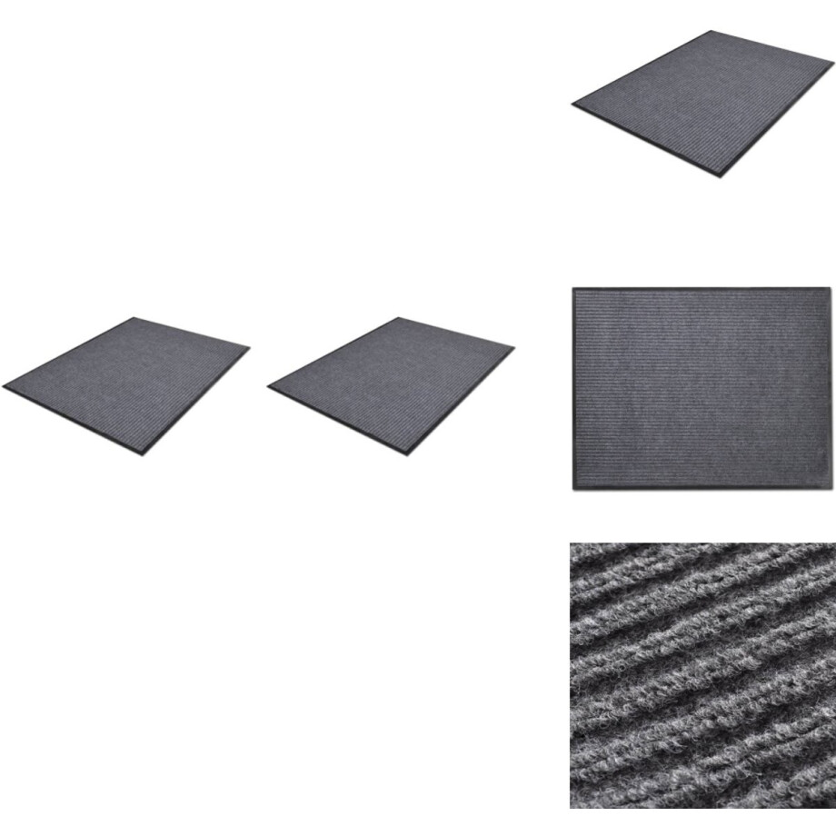 vidaXL Deurmat - Deurmatten - Deur Mat - Deur Matten - Deurmatten 2 st 90x60 cm PVC grijs afbeelding 1