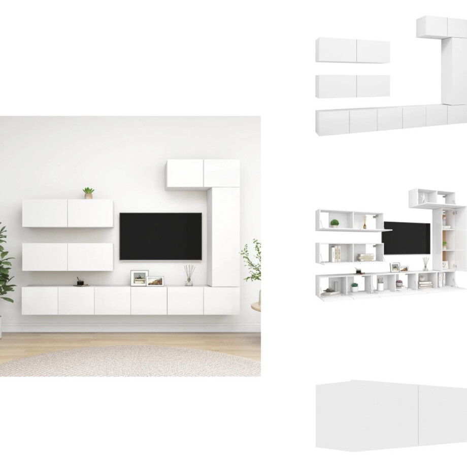 vidaXL Tv-kastenset - Tv-kastensets - Tv-kasten - Tv-meubelset - 7-delige Tv-meubelset bewerkt hout wit vidaXL Tv-kastenset - Tv-kastensets - Tv-kasten - Tv-meubelset - 7-delige Tv-meubelset bewerkt hout wit afbeelding 1