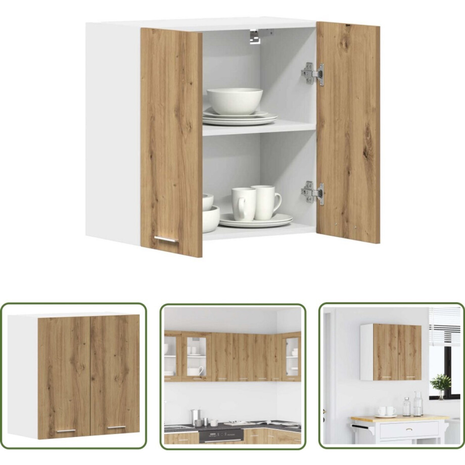 vidaXL Wandkast - Keukenkast - Keukenwandkast Lyon 60x31x60 cm bewerkt hout ambachtelijk eikenkleurig - Opslagoplossing - Houten Kast - Eiken Kleur vidaXL Wandkast - Keukenkast - Keukenwandkast Lyon 60x31x60 cm bewerkt hout ambachtelijk eikenkleurig - Opslagoplossing - Houten Kast - Eiken Kleur afbeelding 1