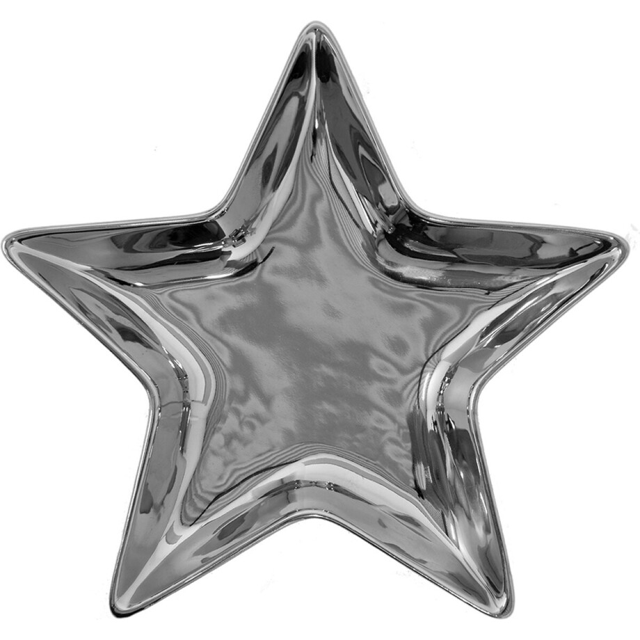 Clayre & Eef Decoratie schaal Ster 20x19 cm Zilverkleurig Keramiek afbeelding 1