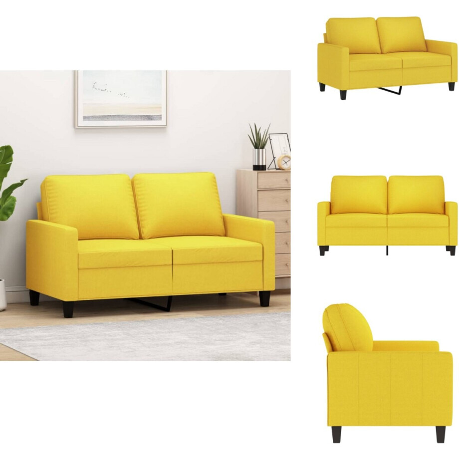 vidaXL 2-zitsbank - 2-zitsbanken - Bank - Tweezitsbank - Tweezitsbank 120 cm stof lichtgeel afbeelding 1