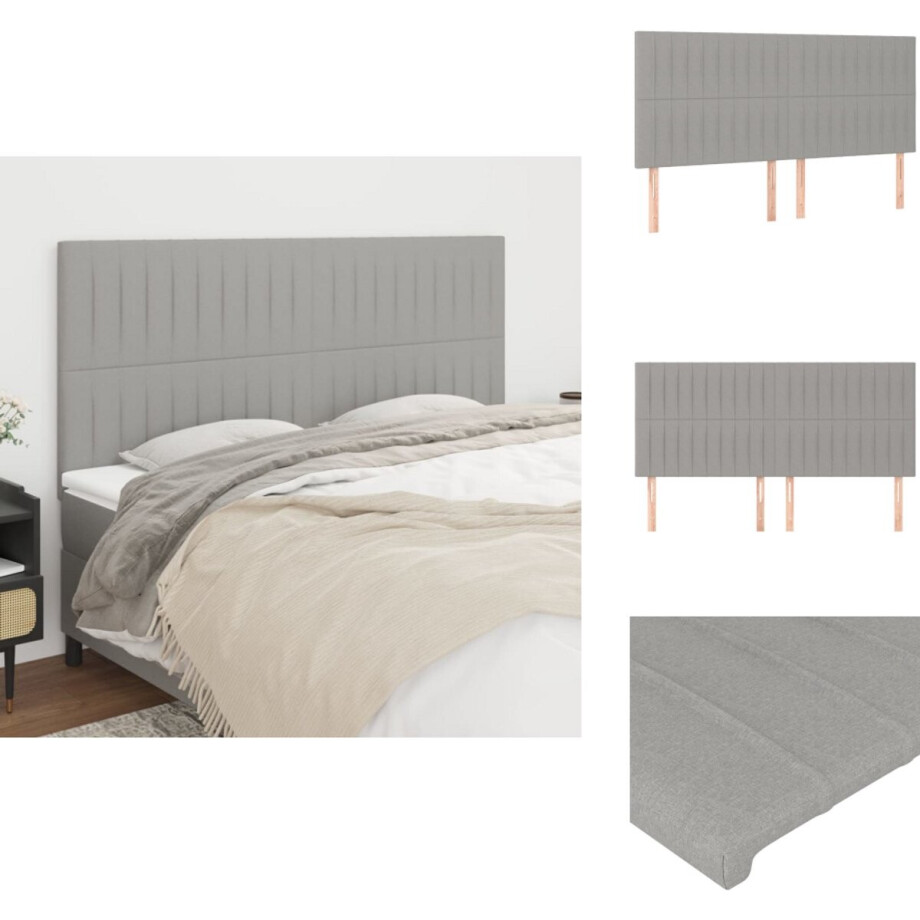 vidaXL Hoofdbord - Hoofdborden - Hoofdeinde - Houten Hoofdbord - Hoofdborden 4 st 90x5x78/88 cm stof lichtgrijs vidaXL Hoofdbord - Hoofdborden - Hoofdeinde - Houten Hoofdbord - Hoofdborden 4 st 90x5x78/88 cm stof lichtgrijs afbeelding 1