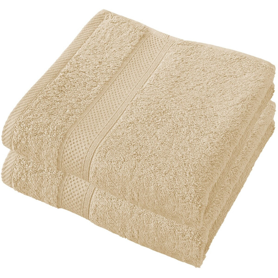 De Witte Lietaer Handdoek Stephanie Sand - Set 2 stuks - 50 x 100 cm - Beige - Katoen afbeelding 1