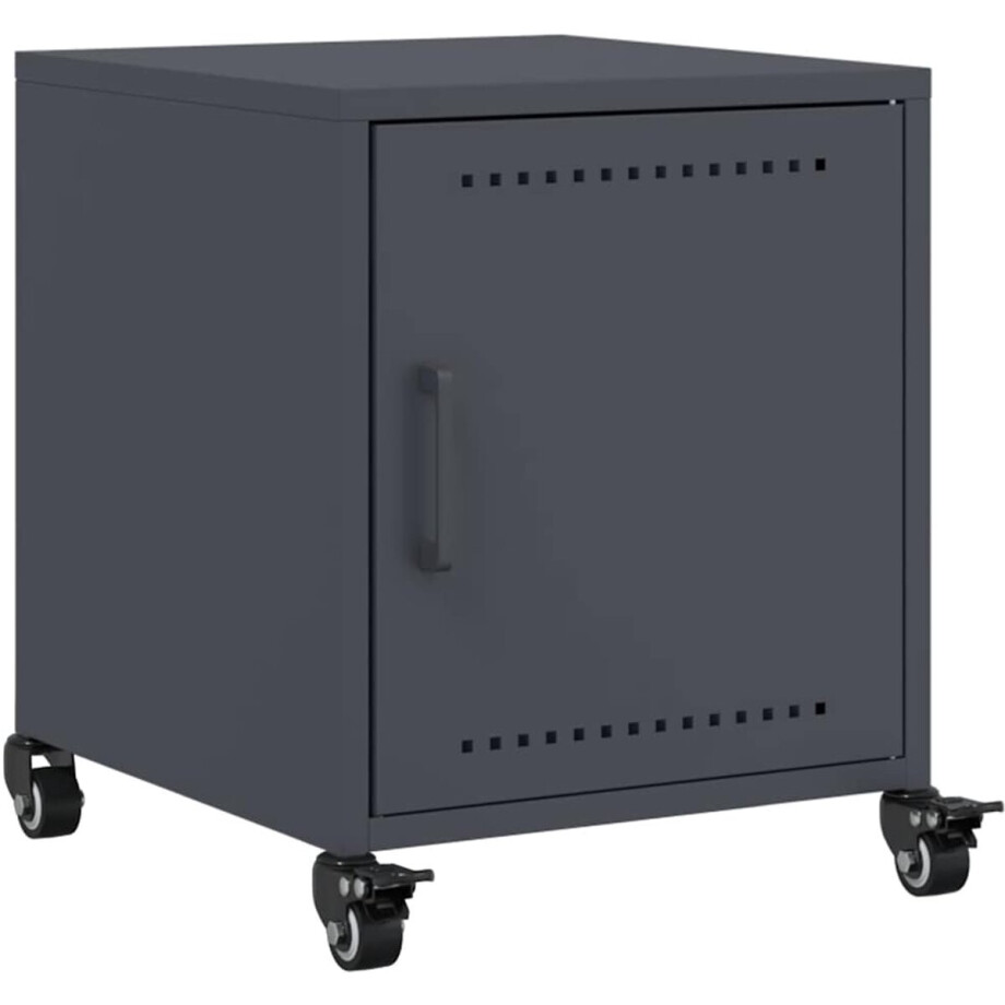 vidaXL - Nachtkastje - 36x39x43,5 - cm - staal - antracietkleurig afbeelding 1