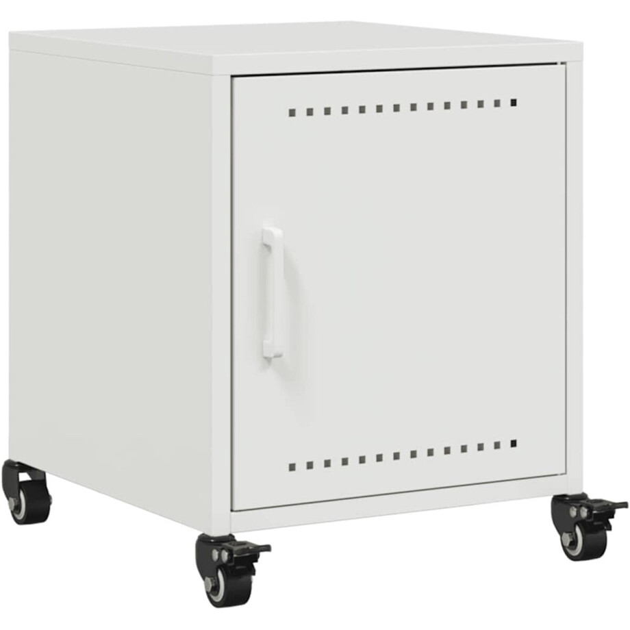 vidaXL - Nachtkastje - 36x39x43,5 - cm - staal - wit afbeelding 1