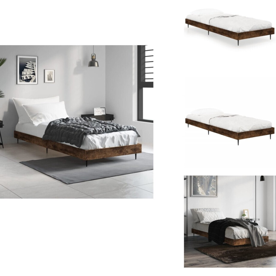vidaXL Bedframe - Bedframes - Slaapkamermeubel - Slaapmeubel - Bedframe zonder matras hout gerookt eikenkleurig 75x190 cm afbeelding 1