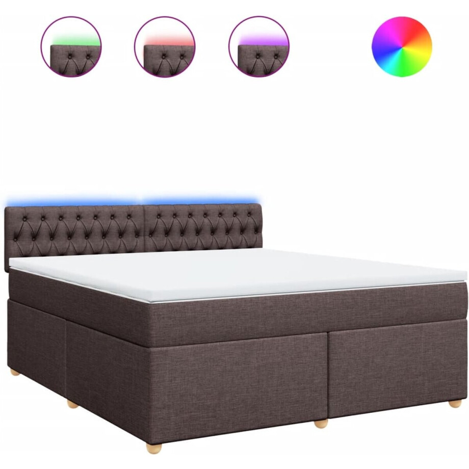 vidaXL - Boxspring - met - matras - stof - donkerbruin - 180x200 - cm vidaXL - Boxspring - met - matras - stof - donkerbruin - 180x200 - cm afbeelding 1