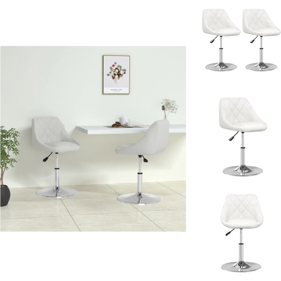 vidaXL - Eetkamerstoelen - 2 - st - kunstleer - wit vidaXL - Eetkamerstoelen - 2 - st - kunstleer - wit afbeelding 1