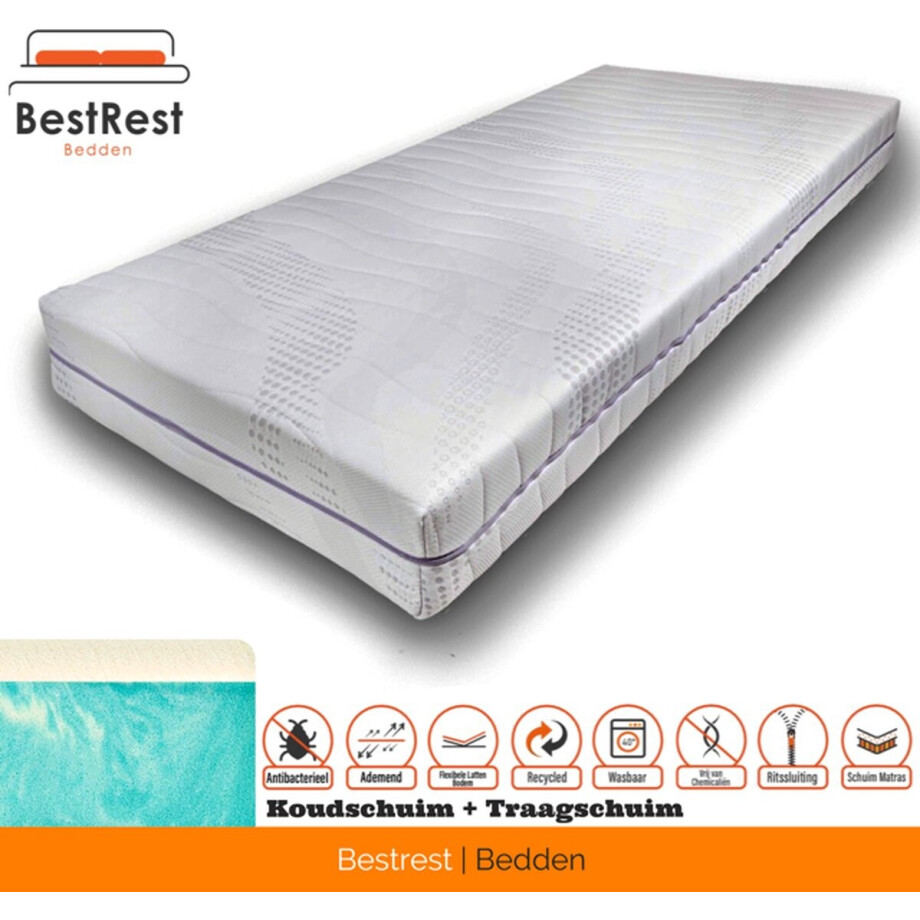 Duo Matras Luxe Koudschuim + Traagschuim - 22cm matrasdikte - 130x200cm Duo Matras Luxe Koudschuim + Traagschuim - 22cm matrasdikte - 130x200cm afbeelding 1