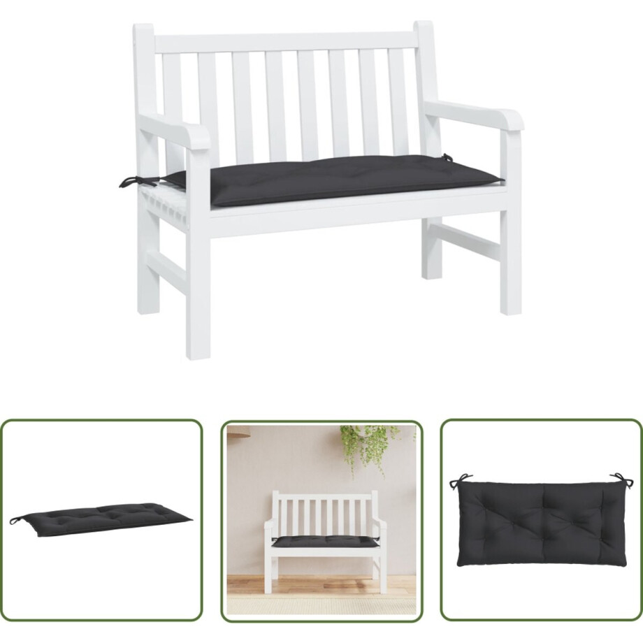 vidaXL Tuinkussen - Palletkussen - Tuinbankkussen 100x50x7 cm oxford stof zwart - Buitenkussen - Lounge Kussen - Relax Kussen afbeelding 1