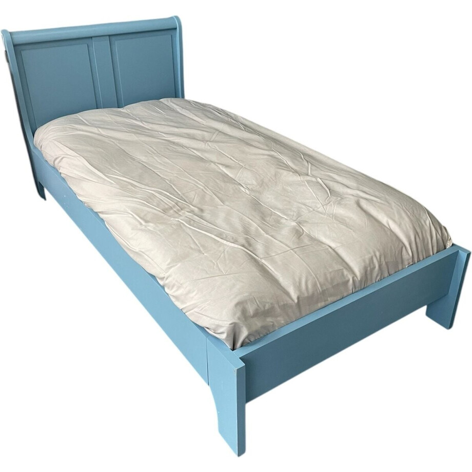 stijlvolle landelijk houten eenpersoonsbed - blauw stijlvolle landelijk houten eenpersoonsbed - blauw afbeelding 1