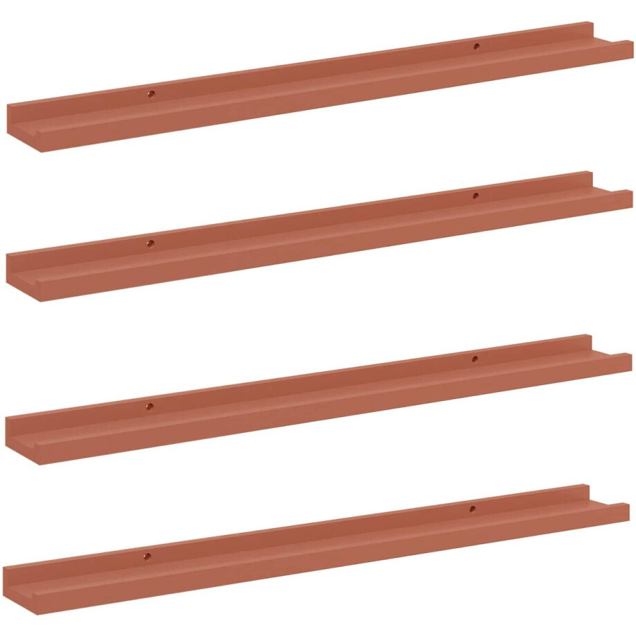 vidaXL - Wandplank - met - plank - 4 - pcs - Rood - 80 - x - 9 - x - 3 - cm - Bewerkt - hout vidaXL - Wandplank - met - plank - 4 - pcs - Rood - 80 - x - 9 - x - 3 - cm - Bewerkt - hout afbeelding 1