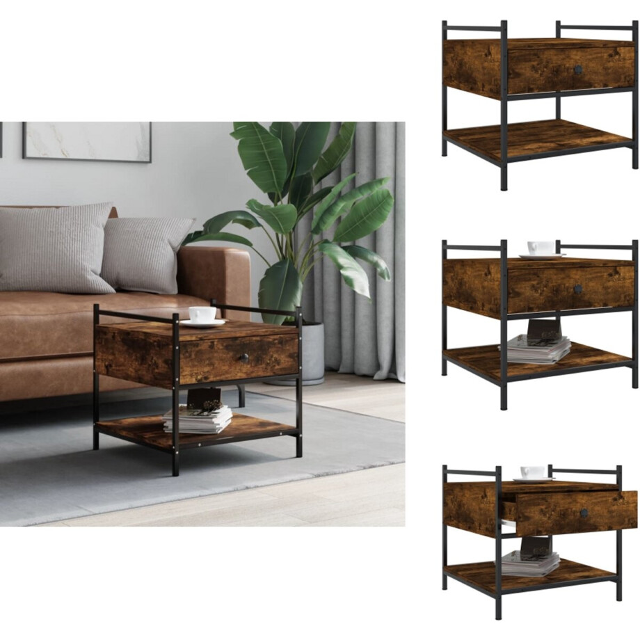 vidaXL Salontafel - Salontafels - Bijzettafel - Banktafel - Salontafel 50x50x50 cm bewerkt hout gerookt eikenkleurig afbeelding 1