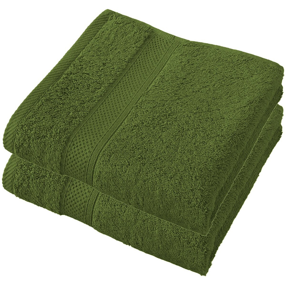 De Witte Lietaer Handdoek Stephanie Cactus - Set 2 stuks - 50 x 100 cm - Groen - Katoen afbeelding 1