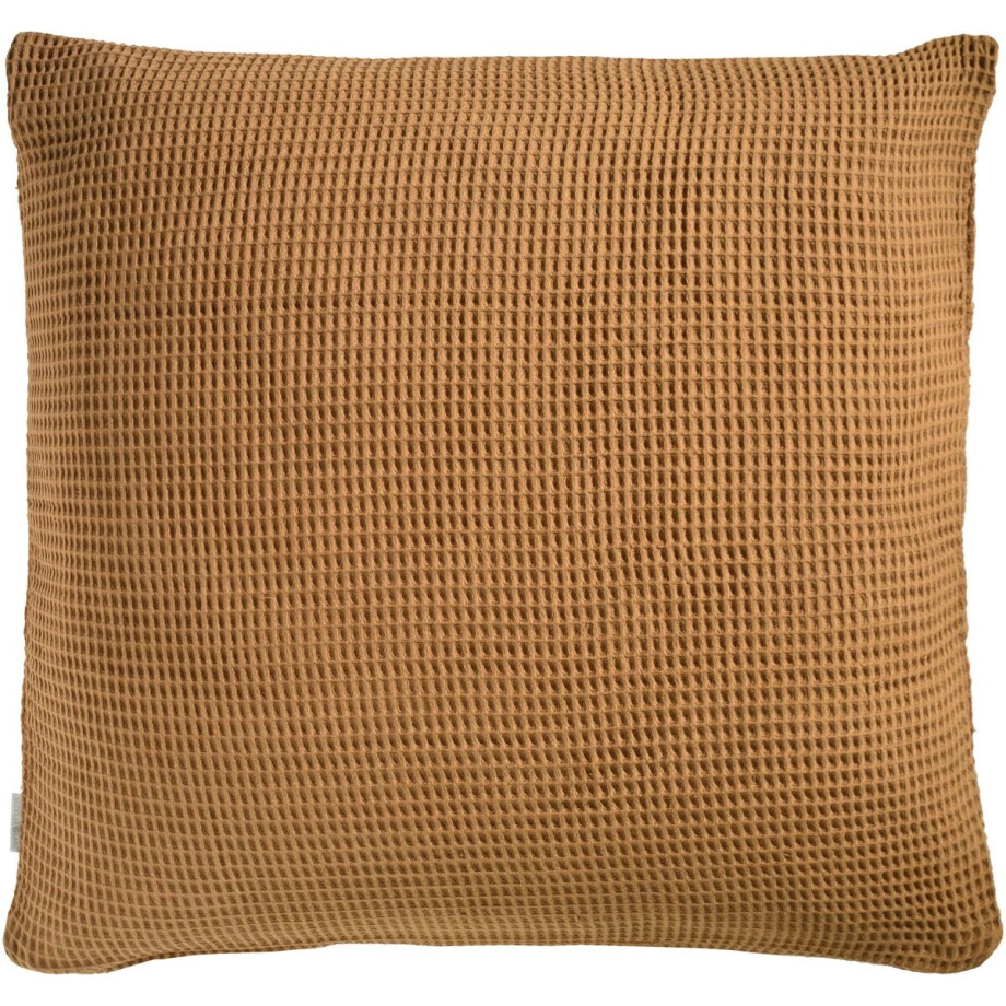 Heckettlane Kussensloop Wafel - Kussenhoes van 80x80 cm - 1 stuk - 100% Katoen - Bruin afbeelding 1