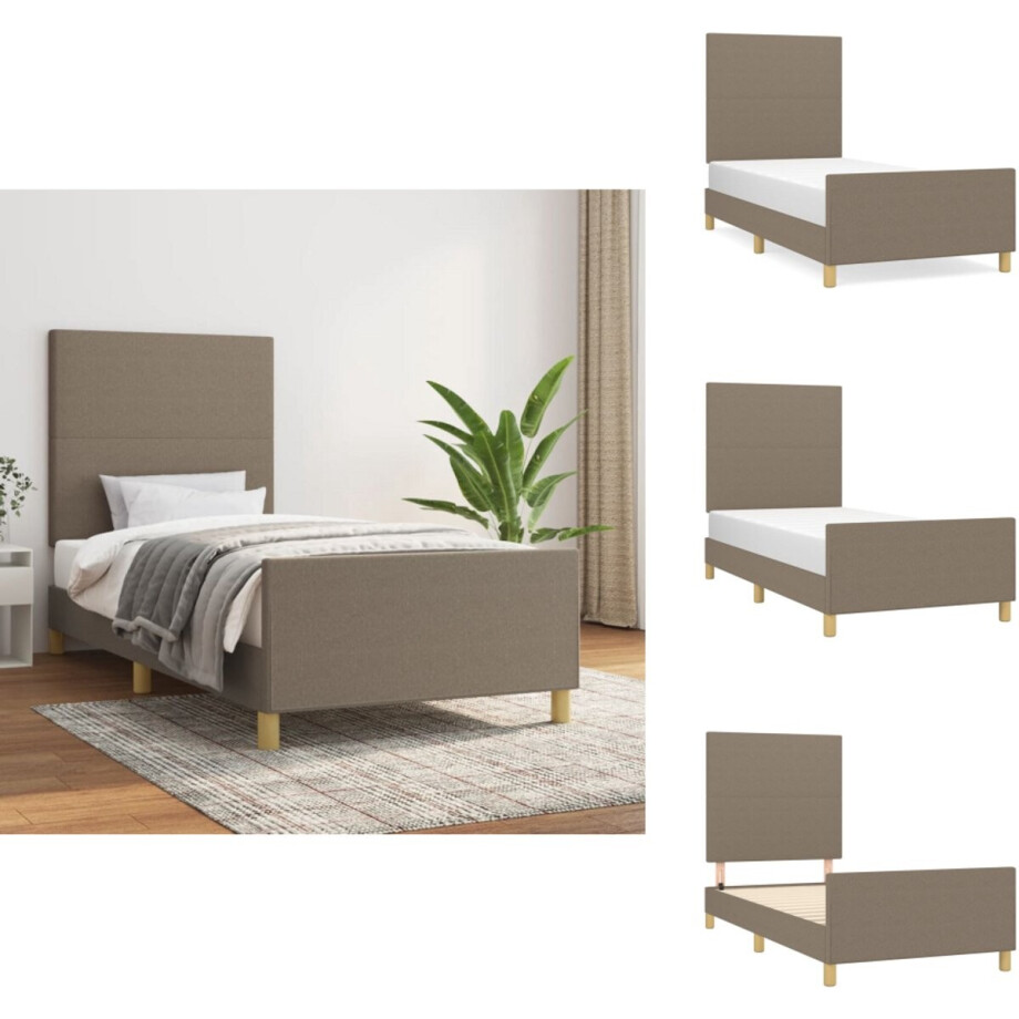 vidaXL - Bedframe - zonder - matras - 100x200 - cm - stof - taupe afbeelding 1