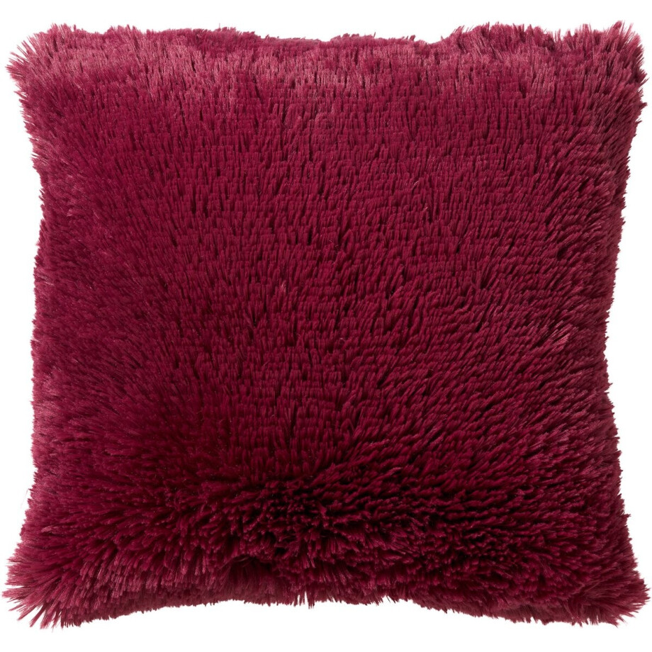 Dutch Decor FLUFFY - Kussenhoes 45x45 cm - superzacht - effen kleur - Red Plum - roze - met rits - zonder binnenkussen afbeelding 1