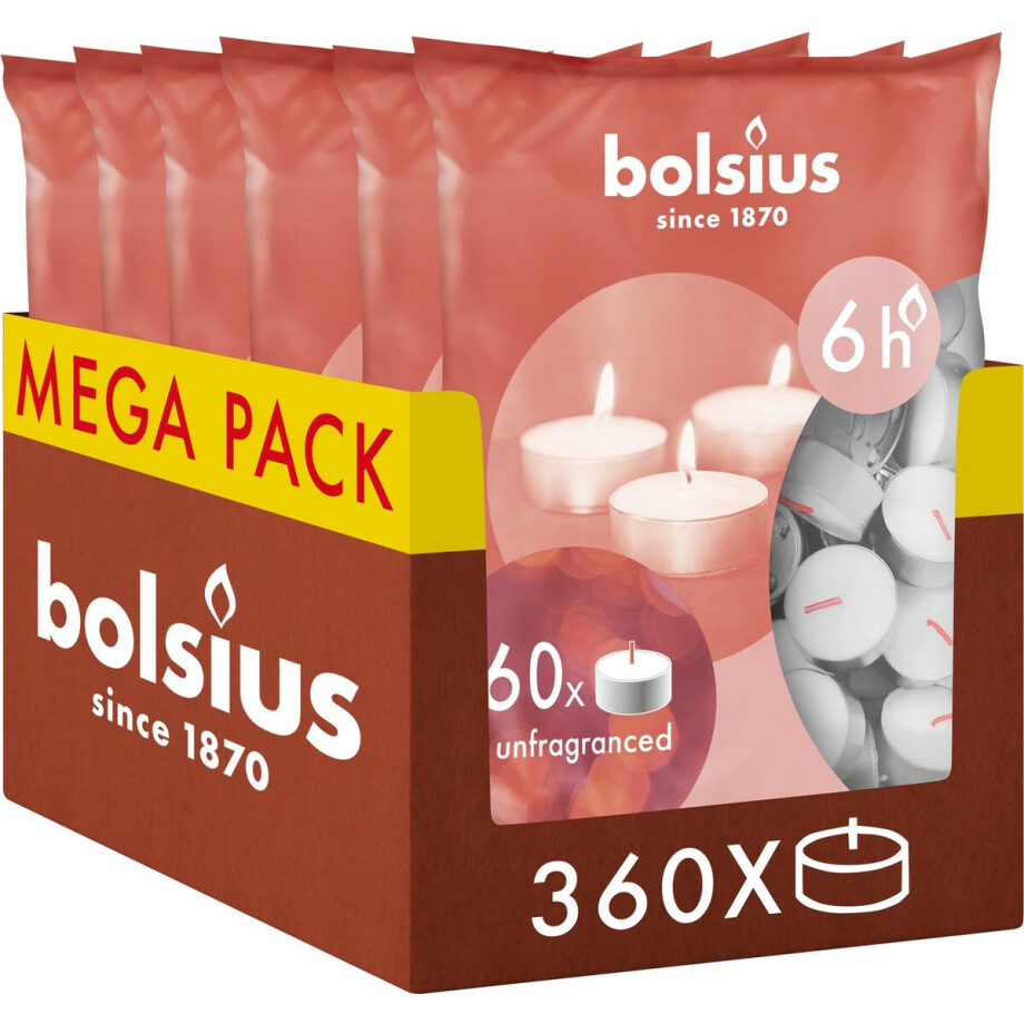 Bolsius - 360 Duurzamere Waxinelichtjes - Theelichtjes - Wit - 6 branduren afbeelding 1