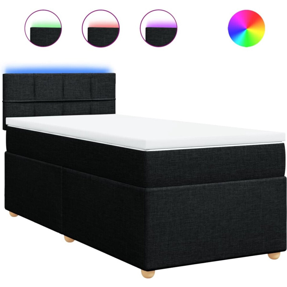 vidaXL - Boxspring - met - matras - stof - zwart - 80x200 - cm afbeelding 1