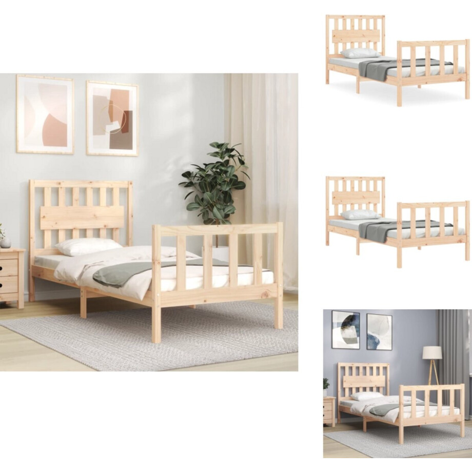 vidaXL Bedframe - Bedframes - Bed - Eenpersoonsbed - Bedframe zonder matras massief grenenhout 90x200 cm afbeelding 1