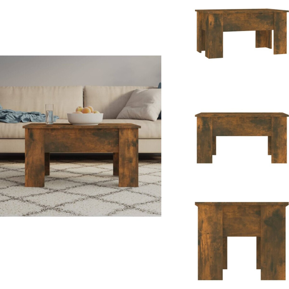 vidaXL Salontafel - Salontafels - Tafel - Bijzettafel - Salontafel 79x49x41 cm bewerkt hout gerookt eikenkleurig vidaXL Salontafel - Salontafels - Tafel - Bijzettafel - Salontafel 79x49x41 cm bewerkt hout gerookt eikenkleurig afbeelding 1