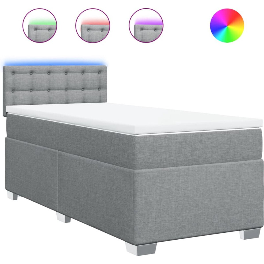vidaXL - Boxspring - met - matras - stof - lichtgrijs - 90x190 - cm vidaXL - Boxspring - met - matras - stof - lichtgrijs - 90x190 - cm afbeelding 1