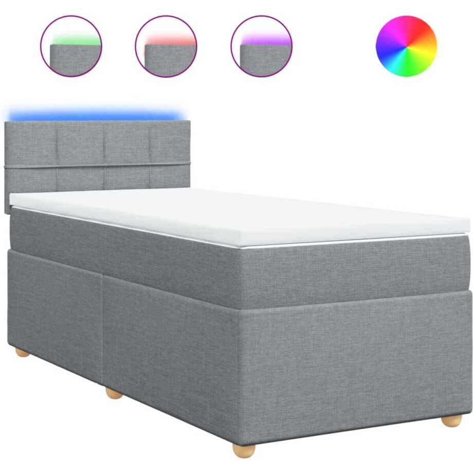 vidaXL - Boxspring - met - matras - stof - lichtgrijs - 100x200 - cm vidaXL - Boxspring - met - matras - stof - lichtgrijs - 100x200 - cm afbeelding 1