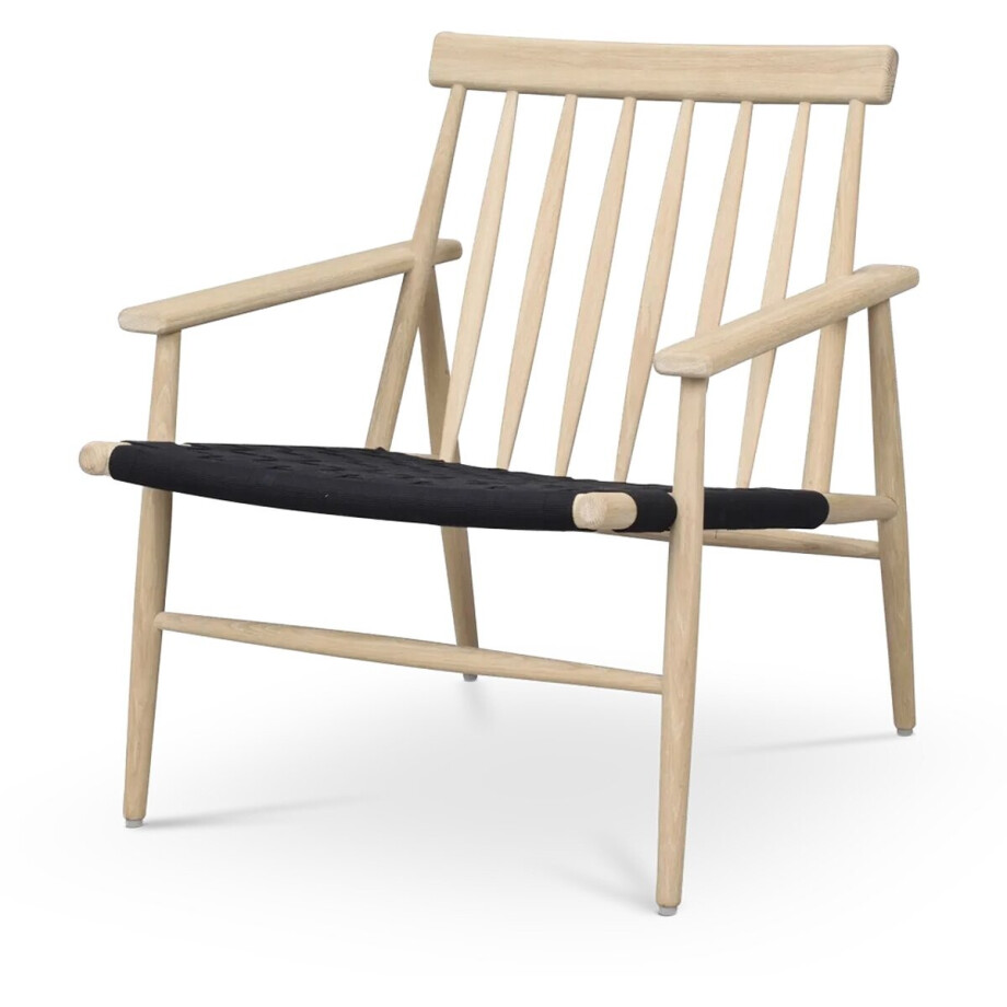 Rowico Home Canwood houten fauteuil whitewash - zwarte zitting Rowico Home Canwood houten fauteuil whitewash - zwarte zitting afbeelding 1