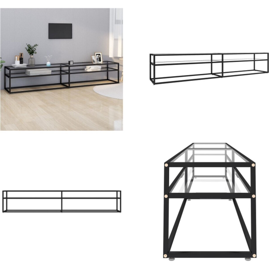 vidaXL Tv-meubel 220x40x40,5 cm gehard glas transparant - Tv-meubel - Tv-meubelen - Tv Kast - Opbergkast afbeelding 1