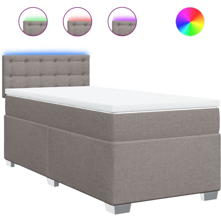 vidaXL - Boxspring - met - matras - stof - taupe - 100x200 - cm vidaXL - Boxspring - met - matras - stof - taupe - 100x200 - cm afbeelding 1