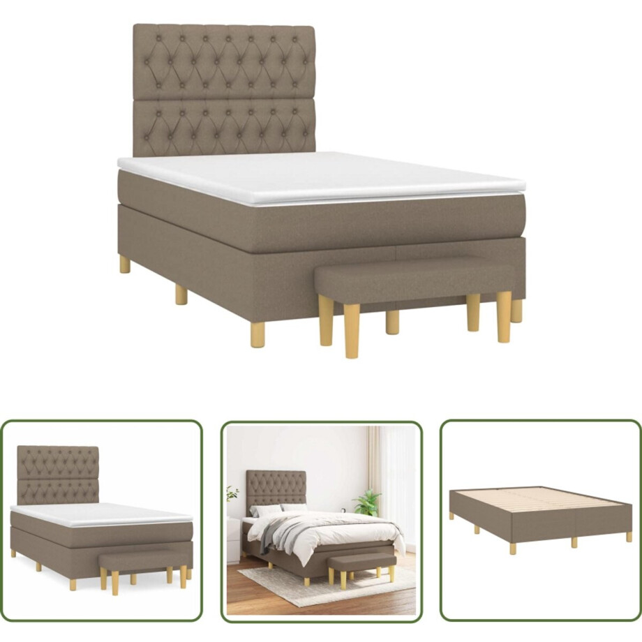 vidaXL Boxspring Bed - Boxspring - Boxspring met matras stof taupe 120x190 cm - Taupe Boxspring - Tweepersoons Boxspring - Luxe Boxspring vidaXL Boxspring Bed - Boxspring - Boxspring met matras stof taupe 120x190 cm - Taupe Boxspring - Tweepersoons Boxspring - Luxe Boxspring afbeelding 1