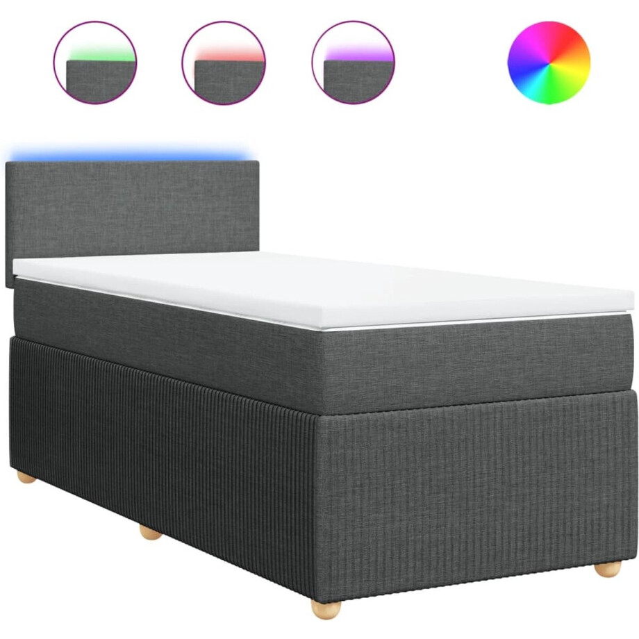 vidaXL - Boxspring - met - matras - stof - donkergrijs - 90x190 - cm afbeelding 1