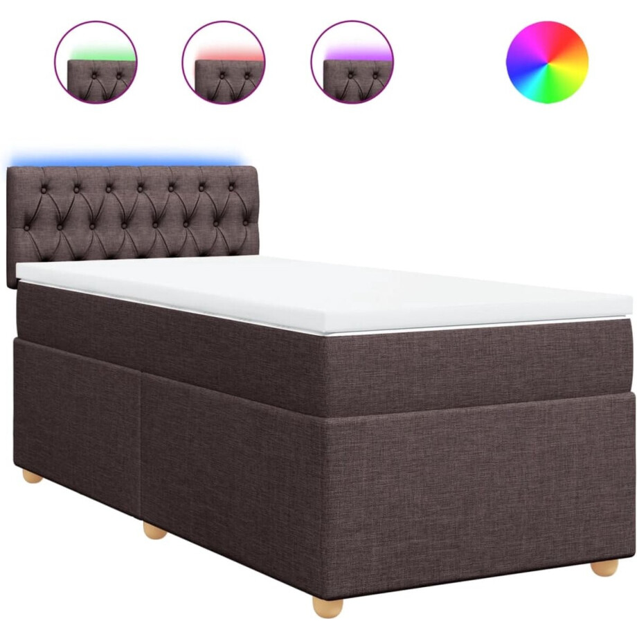 vidaXL - Boxspring - met - matras - stof - donkerbruin - 90x200 - cm afbeelding 1