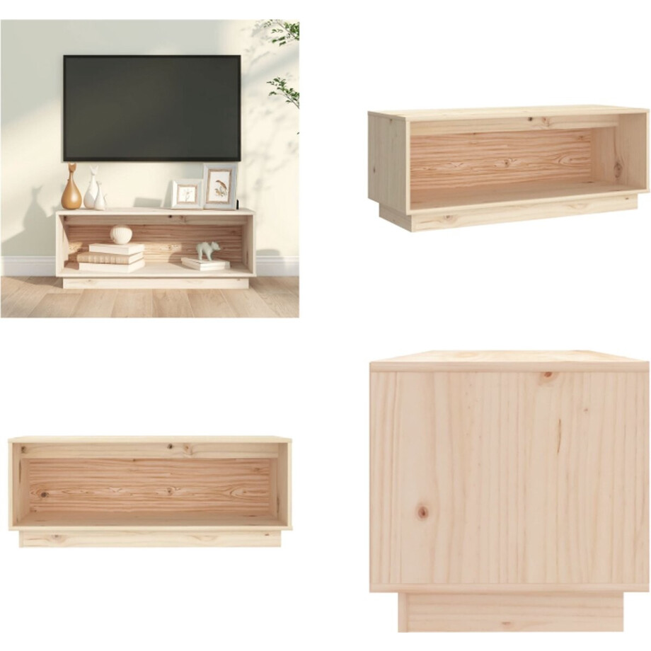 vidaXL Tv-meubel 90x35x35 cm massief grenenhout - Tv-kast - Tv-kasten - Tv-meubel - Hifi-meubel afbeelding 1