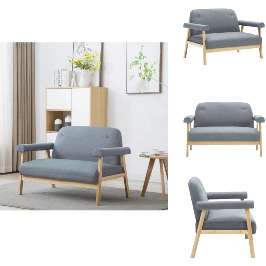 vidaXL - Tweezitsbank - stof - lichtgrijs afbeelding 1