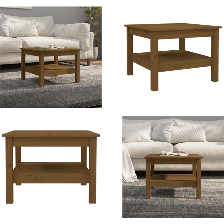 vidaXL - Salontafel - 55x55x40 - cm - massief - grenenhout - honingbruin vidaXL - Salontafel - 55x55x40 - cm - massief - grenenhout - honingbruin afbeelding 1