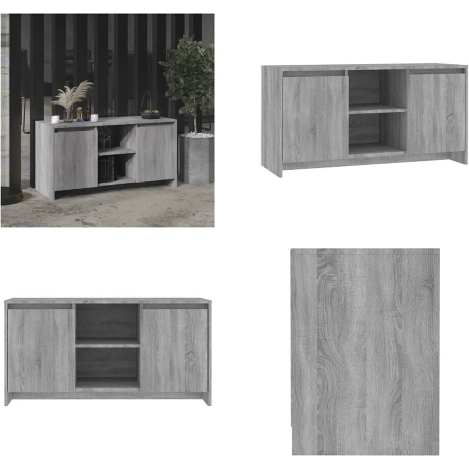 vidaXL Tv-meubel 102x37,5x52,5 cm bewerkt hout grijs sonoma eikenkleur - Tv-meubel - Tv-meubelen - Tv-kast - Televisiemeubel afbeelding 1