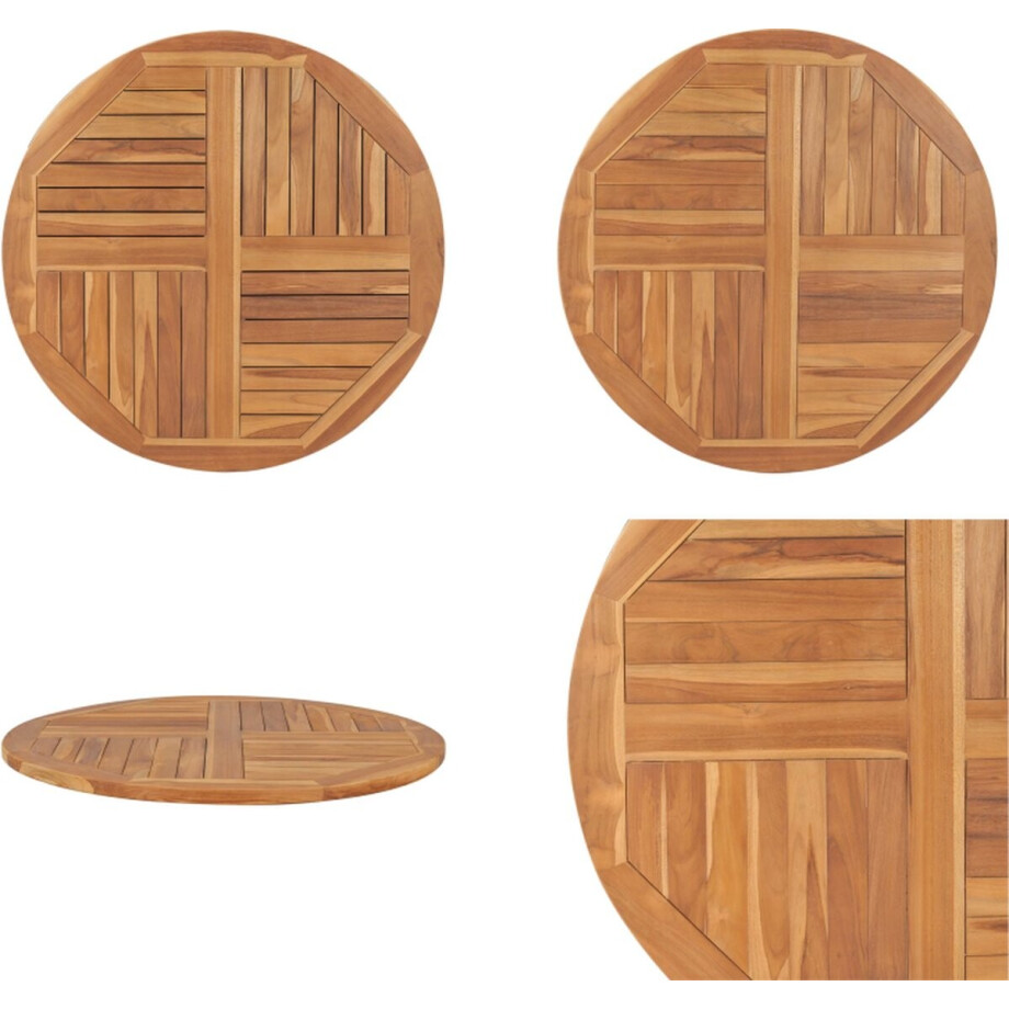 vidaXL - Tafelblad - rond - 2,5 - cm - 90 - cm - massief - teakhout afbeelding 1