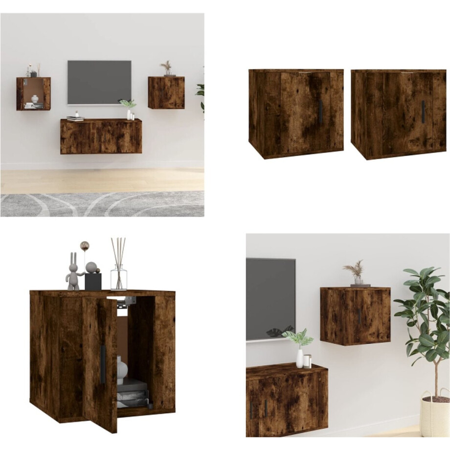 vidaXL Tv-wandmeubels 2 st 40x34,5x40 cm gerookt eikenkleurig - Tv-kast - Tv-kasten - Televisiekast - Bijzetkast vidaXL Tv-wandmeubels 2 st 40x34,5x40 cm gerookt eikenkleurig - Tv-kast - Tv-kasten - Televisiekast - Bijzetkast afbeelding 1