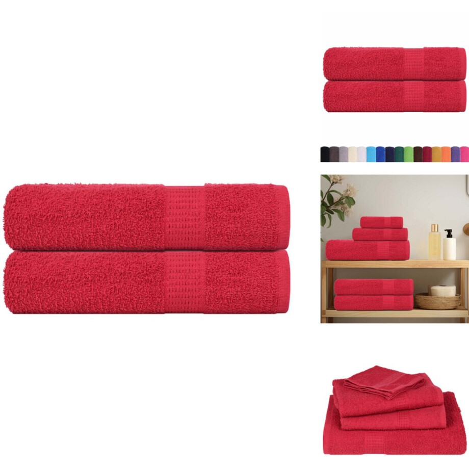 vidaXL Handdoek - Handdoeken - Badhanddoek - Badlaken - Douchehanddoeken 2 st 70x140 cm 360 g/m² 100% katoen rood vidaXL Handdoek - Handdoeken - Badhanddoek - Badlaken - Douchehanddoeken 2 st 70x140 cm 360 g/m² 100% katoen rood afbeelding 1