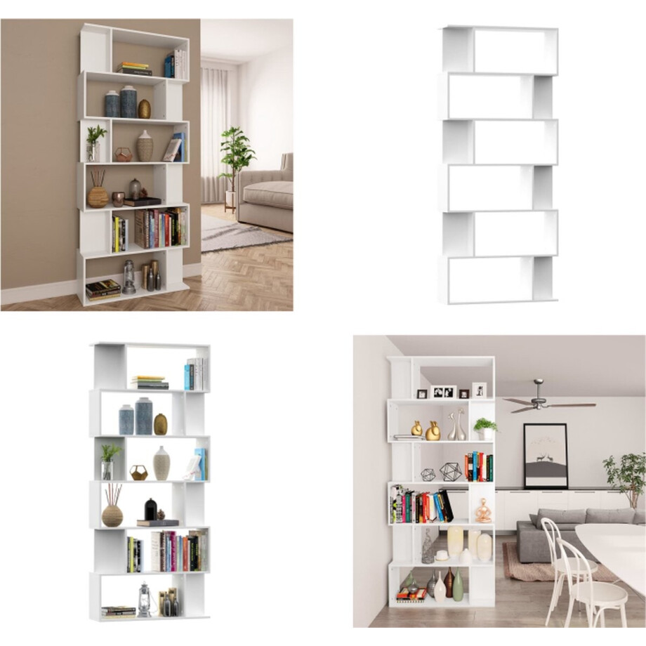 vidaXL Boekenkast / kamerscherm 80x24x192 cm bewerkt hout wit - Boekenkast - Boekenkasten - Boekenschap - Boekenschappen afbeelding 1