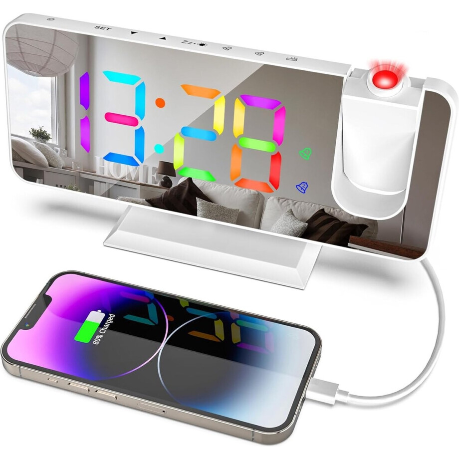 Solacis Wekkerradio Met Projectie - Wekkerradio - Digitale wekker - Wekkerradio kinderen - Wekker met projectie op plafond - Must have! Solacis Wekkerradio Met Projectie - Wekkerradio - Digitale wekker - Wekkerradio kinderen - Wekker met projectie op plafond - Must have! afbeelding 1