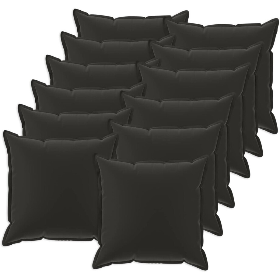 vidaXL - Kussensloop - 12 - st - HOUTEN - Zwart - 45 - x - 45 - cm - Polyester afbeelding 1