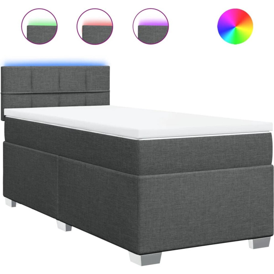 vidaXL - Boxspring - met - matras - stof - donkergrijs - 90x190 - cm afbeelding 1