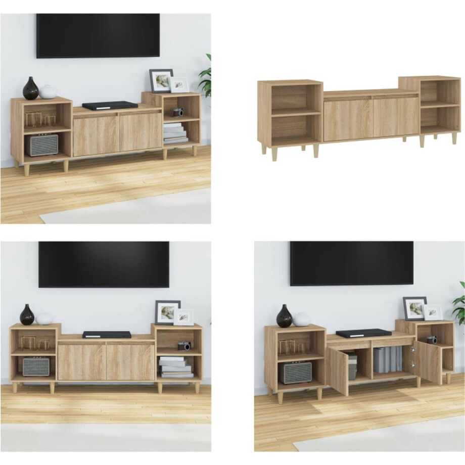 vidaXL Tv-meubel 160x35x55 cm bewerkt hout sonoma eikenkleurig - Tv-kast - Tv-kasten - Tv-meubel - Hifi-meubel afbeelding 1